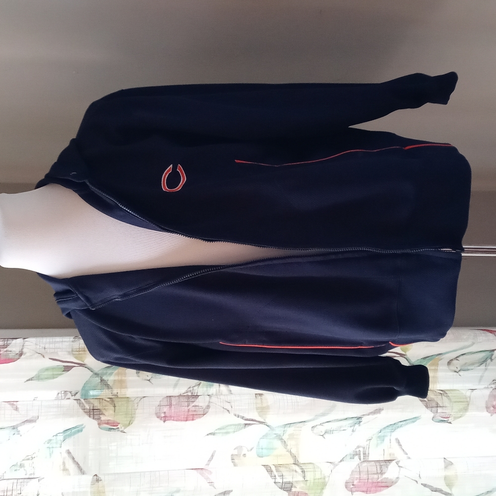 FLAW NFL Navy Blue Chicago Bears Football Zip Up Jacket Size Medium NEEDS ZIPPER